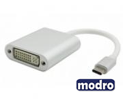 Adapter - konvertor USB 3.1 tip C (M) - DVI (F) srebrni