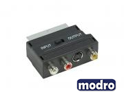 Adapter Scart - 3xRCA + S-Video crni