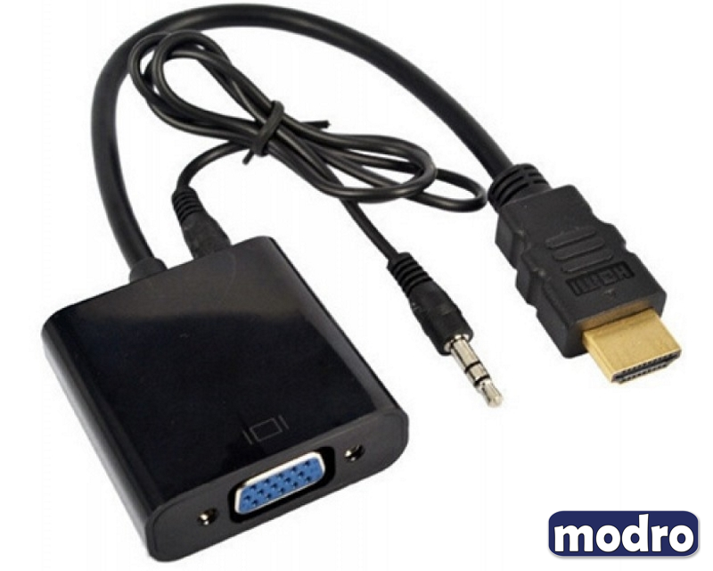 Adapter HDMI (M) - VGA D-sub (F) + Audio kabl 3.5mm (M/M) crni