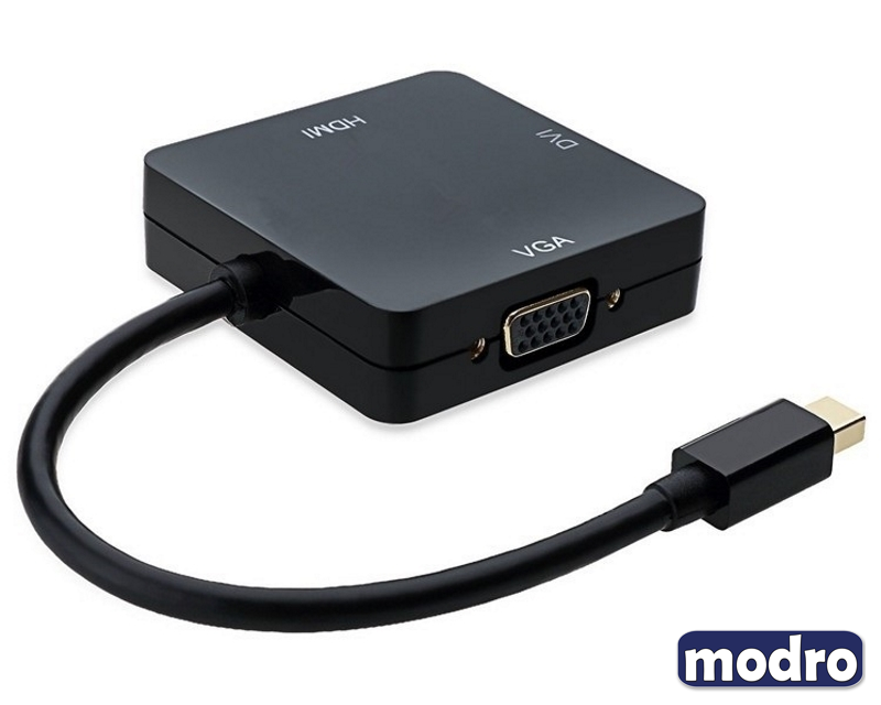 Mini DisplayPort - HDMI + DVI-I Dual Link + VGA D-Sub crni